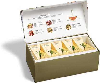 Tea Forte Presentation Box Tea Sampler Gift Set, 20 Assorted Variety Handcrafted Pyramid Tea Infuser Bags (Herbal Retreat)