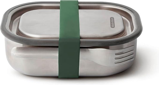 BLACK + BLUM | Leak-Proof Oven Safe Plastic Free Meal Prep Lunch Food Container, Olive, 600ml / 20fl, Stainless Steel & Silicone