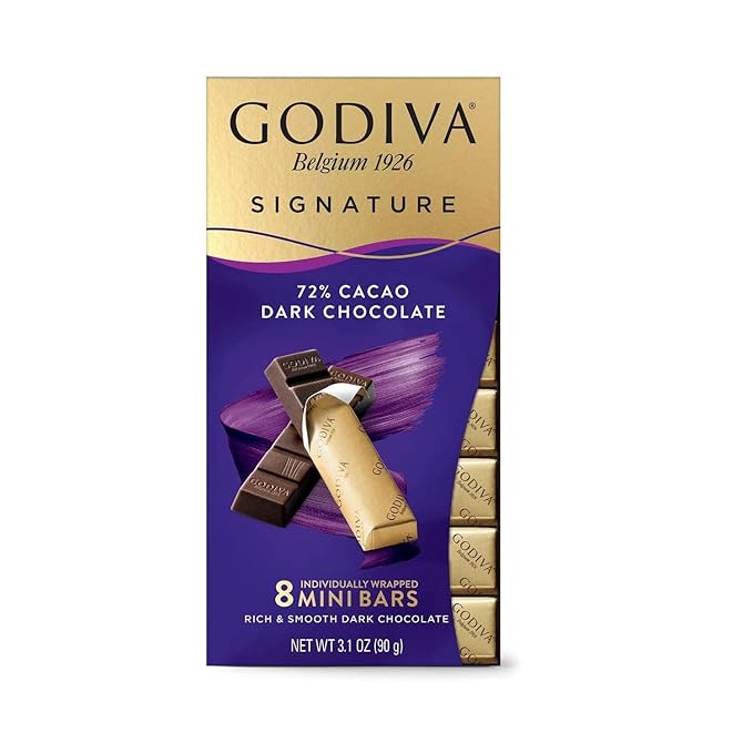 Godiva Chocolatier Chocolate Signature Mini Bars,72% Cacao Dark, 3.1 Ounce (Pack of 12)