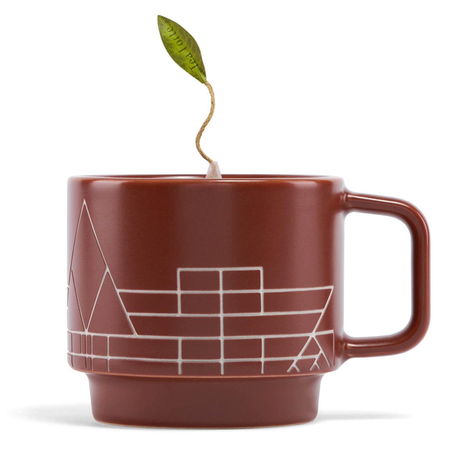 Tea Forte Frank Lloyd Wright 3-Piece Tea Gift Set with Sienna Stoneware Cup with Tea Tray and 10 Count Mini Presentation Box, 2 of Each Blend Handcrafted Pyramid Infuser Tea Bags