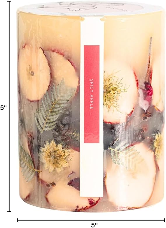 Rosy Rings Spicy Apple Botanical Pillar Candle