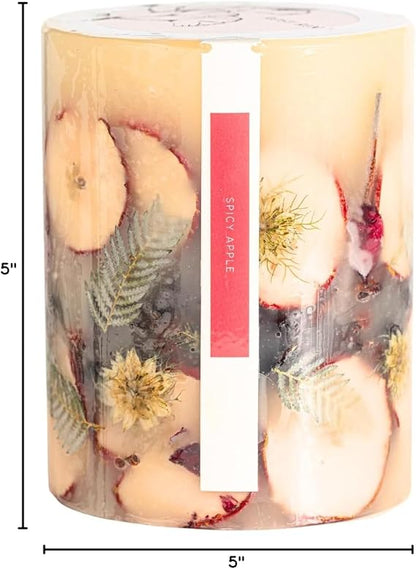 Rosy Rings Spicy Apple Botanical Pillar Candle