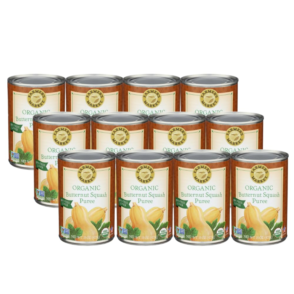 Farmers Market Organic Butternut Squash Puree 15oz Can (Case Pack of12)