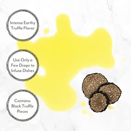 Roland Organic Black Truffle Oil Flavored Extra Virgin Olive Oil with Summer Truffle Pieces 3.38 oz bottle