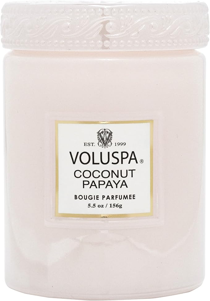 Voluspa Coconut Papaya, Small Candle Jar, 5.5 oz, 50 Hour Burn Time, Coconut Wax for Clean Burning, Handcrafted in The USA