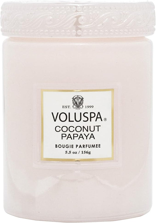 Voluspa Coconut Papaya, Small Candle Jar, 5.5 oz, 50 Hour Burn Time, Coconut Wax for Clean Burning, Handcrafted in The USA