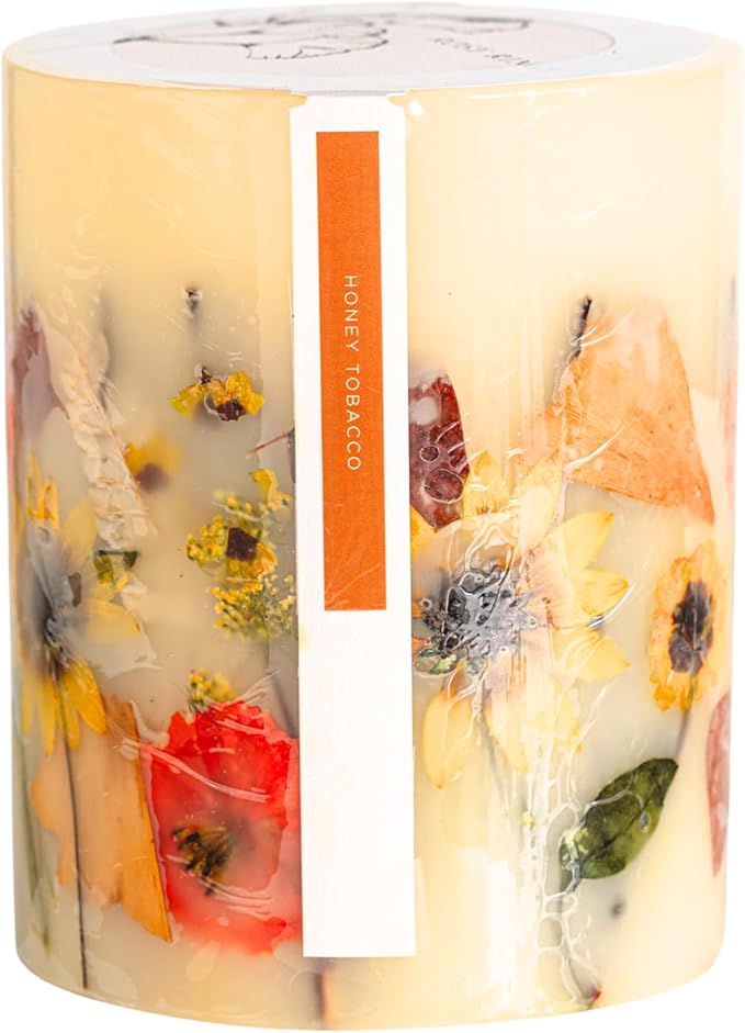 Rosy Rings Medium Round Botanical Candle - Honey Tobacco