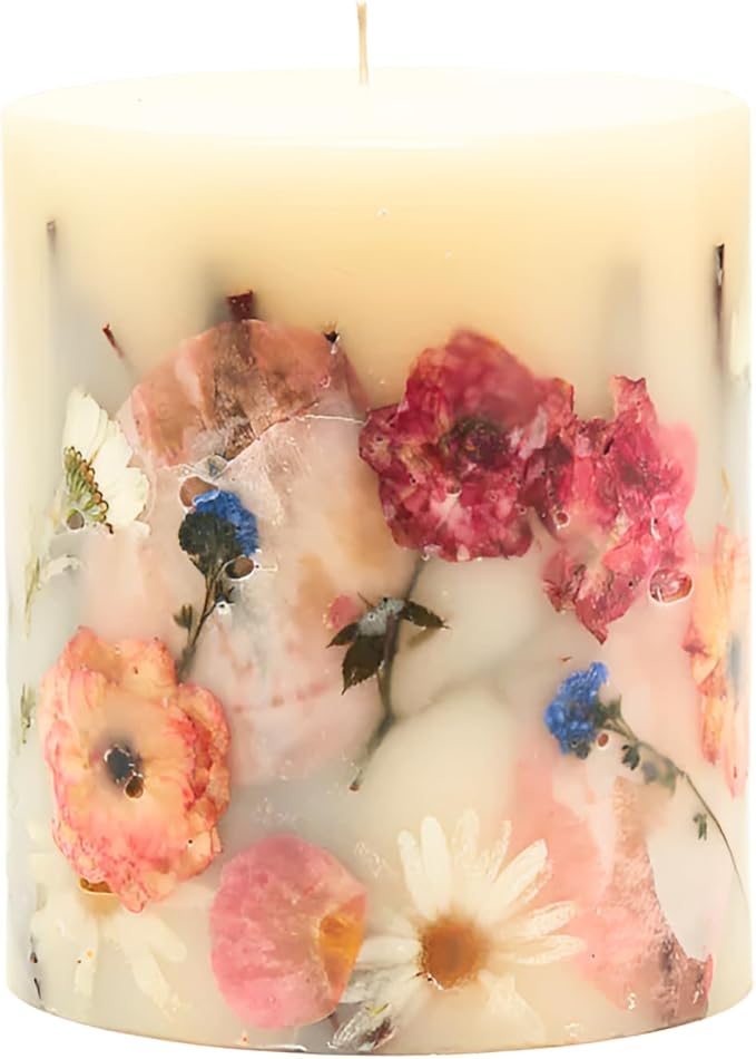 Rosy rings apricot rose 6.5” candle