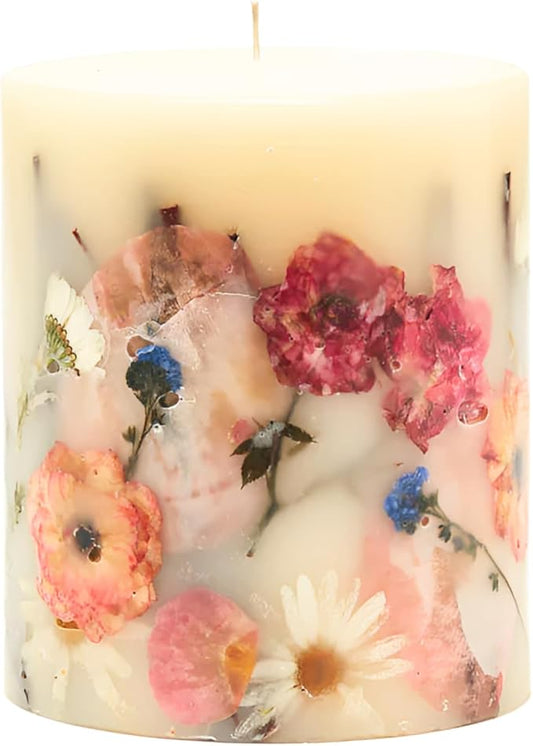 Rosy rings apricot rose 6.5” candle