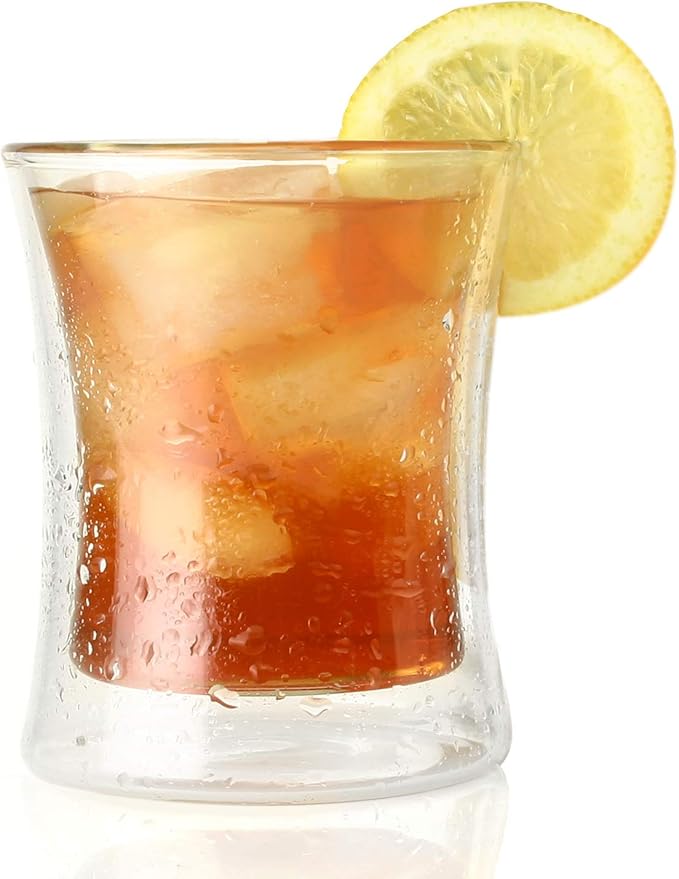 Tea Forte Poom Double Wall Glass 10 ounce Tea Cup for Hot or Iced Tea