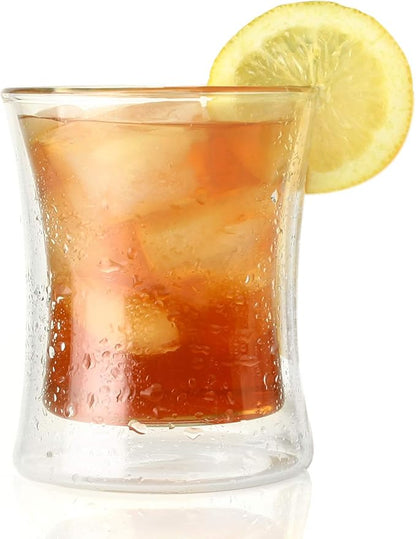 Tea Forte Poom Double Wall Glass 10 ounce Tea Cup for Hot or Iced Tea