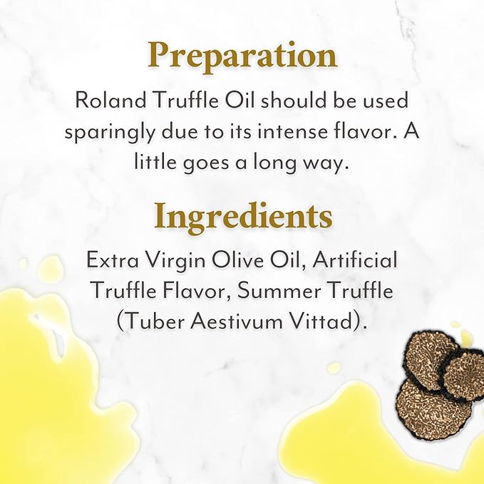Roland Organic Black Truffle Oil Flavored Extra Virgin Olive Oil with Summer Truffle Pieces 3.38 oz bottle