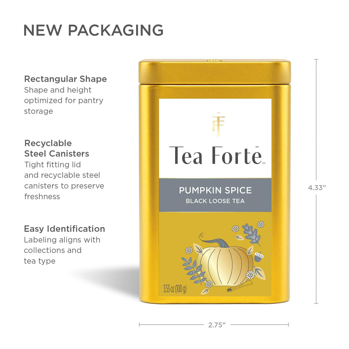 Tea Forte Spiced Pumpkin Loose Leaf Tea Canister