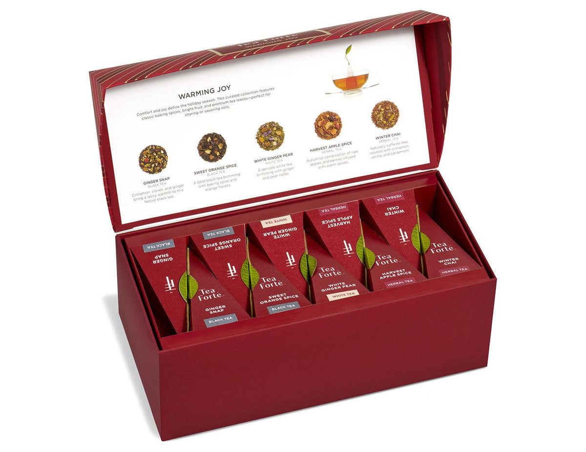 Tea Forte Tea Sampler Gift Set, 20 Pyramid Infuser Bags Warming Joy