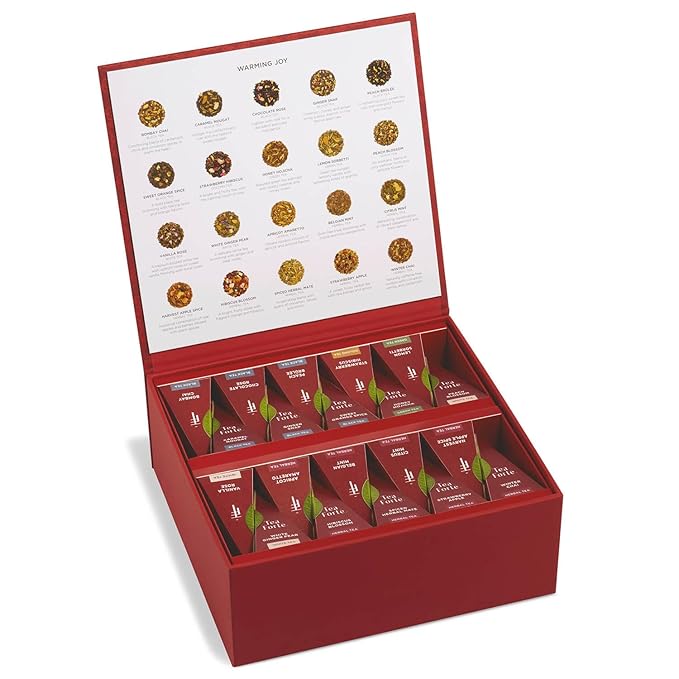 Tea Forte 2025 Limited Edition Warming Joy Tea Chest 40 Pyramid Infusers