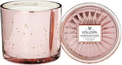 Voluspa Sparkling Rose, Grande Maison 3 Wick Glass Candle, 36 Ounce, 100 Hour Burn Time, Coconut Wax for Clean Burning, Handcrafted in The USA