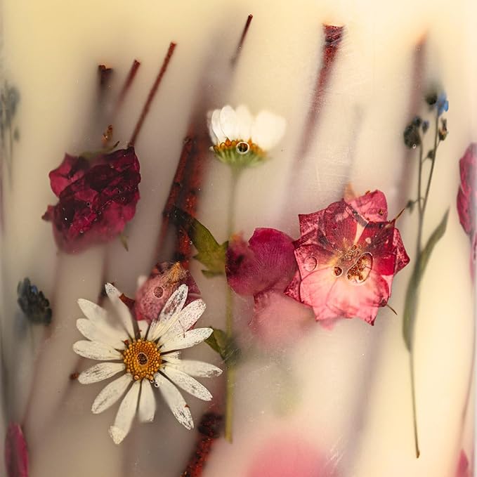 Rosy rings apricot rose 6.5” candle