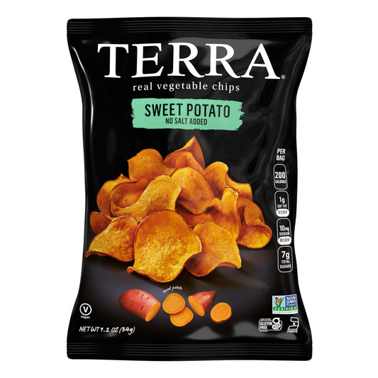 Terra Sweet Potato Chips No Salt Added 1.2 oz bags (Case Pack of 24)