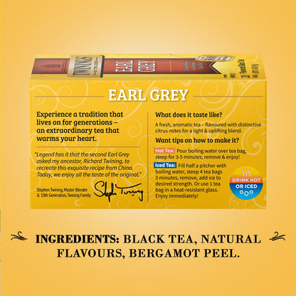 Twinning's Of London Earl Grey Black Tea 20 individual tea bags 1.41OZ ( Pack of 6)