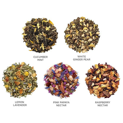 Tea Forte Mariposa Tea Sampler with 10 Pyramid Tea Infuser Bags - Fruit, Herb and Flower Tea - Petite Presentation Box Assorted Variety Tea Gift Set