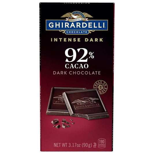Ghirardelli Intense Dark 92% Cocoa 3.17 oz Dark Chocolate Bar Pack of 12