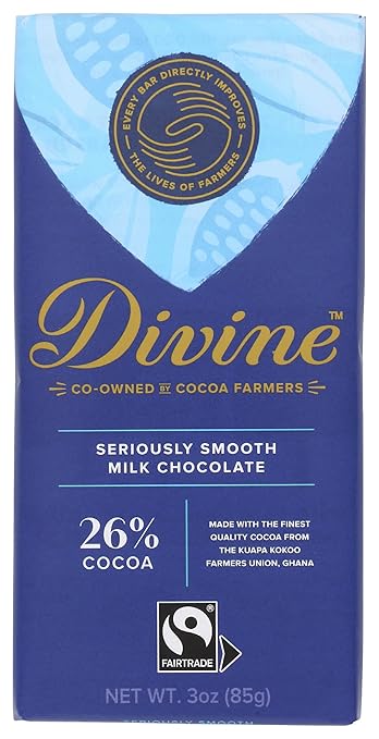 DIVINE CHOCOLATE Chocolate, Seriously Smooth Milk Chocolate, 3 Oz Pack of 12