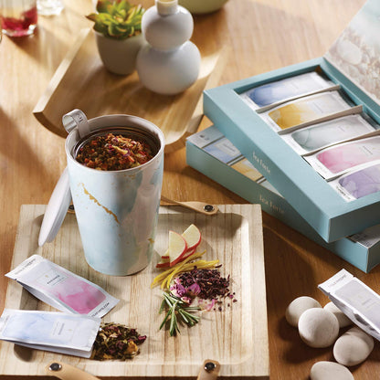 Tea Forte Single Steeps Loose Leaf Wellness Tea Sampler, Assorted Variety Tea Box, Single Serve Pouches, 15 Count