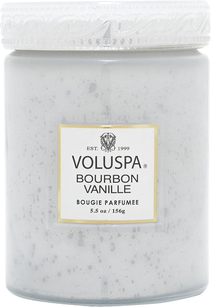 Voluspa Bourbon Vanille, Small Candle Jar, 5.5 Ounces, 50 Hour Burn Time, Coconut Wax for Clean Burning, Handcrafted in The USA