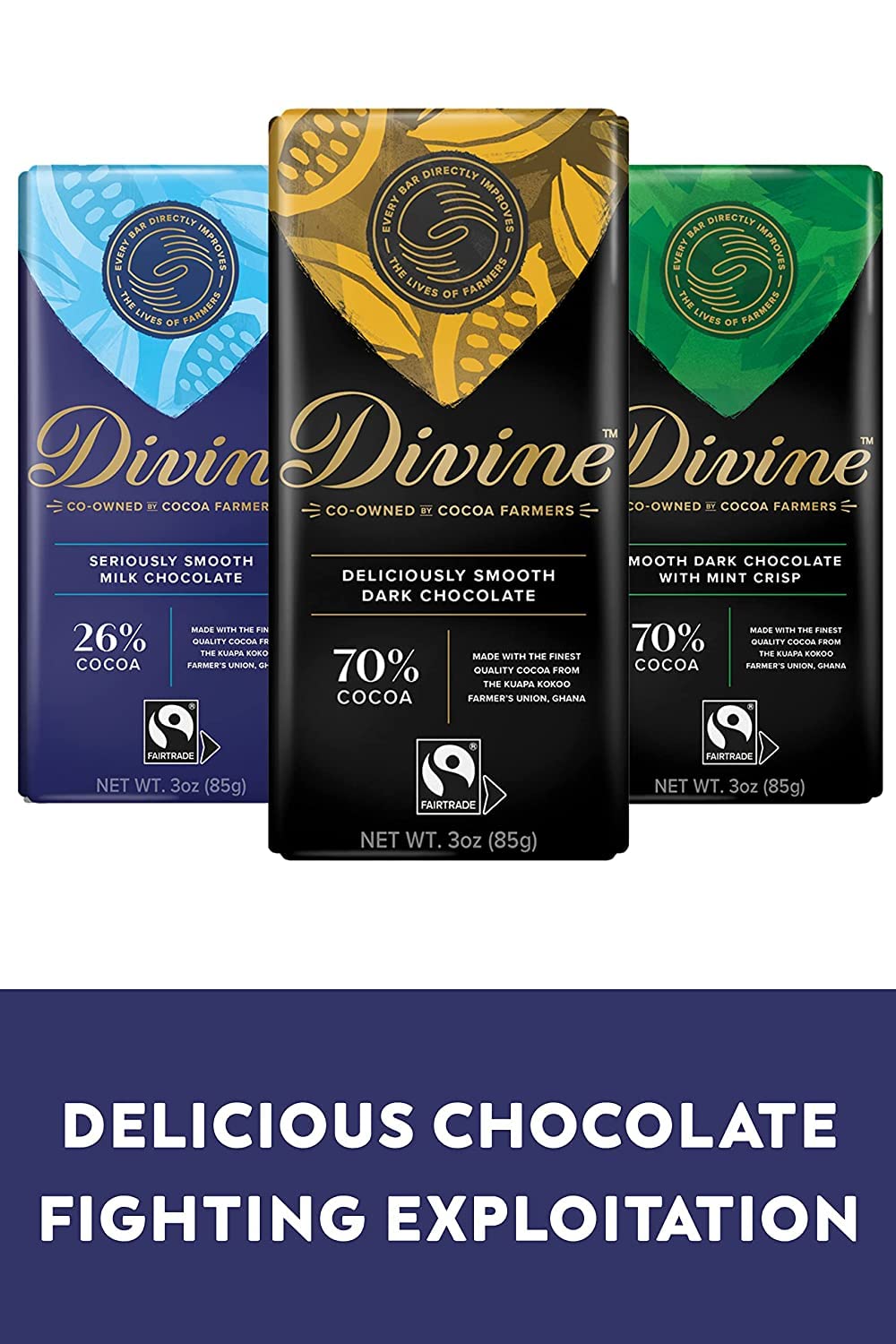 Divine - Smooth Dark Chocolate 85% Cocoa - Case Of 12 - 3 Oz