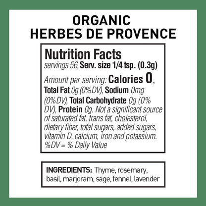 The Spice Hunter HERBES DE PROVENCE, 0.6oz, BB 3/24, Salt Free
