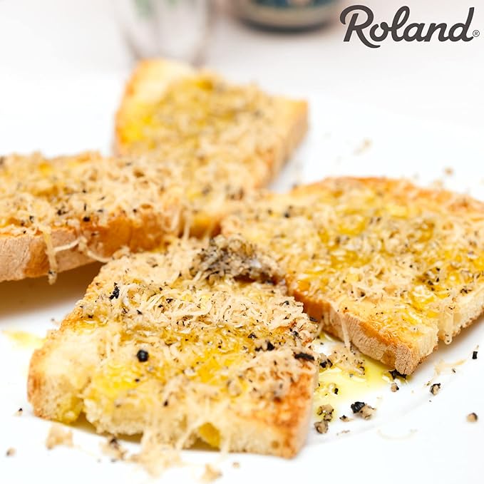 Roland Organic Black Truffle Oil Flavored Extra Virgin Olive Oil with Summer Truffle Pieces 3.38 oz bottle