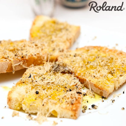 Roland Organic Black Truffle Oil Flavored Extra Virgin Olive Oil with Summer Truffle Pieces 3.38 oz bottle