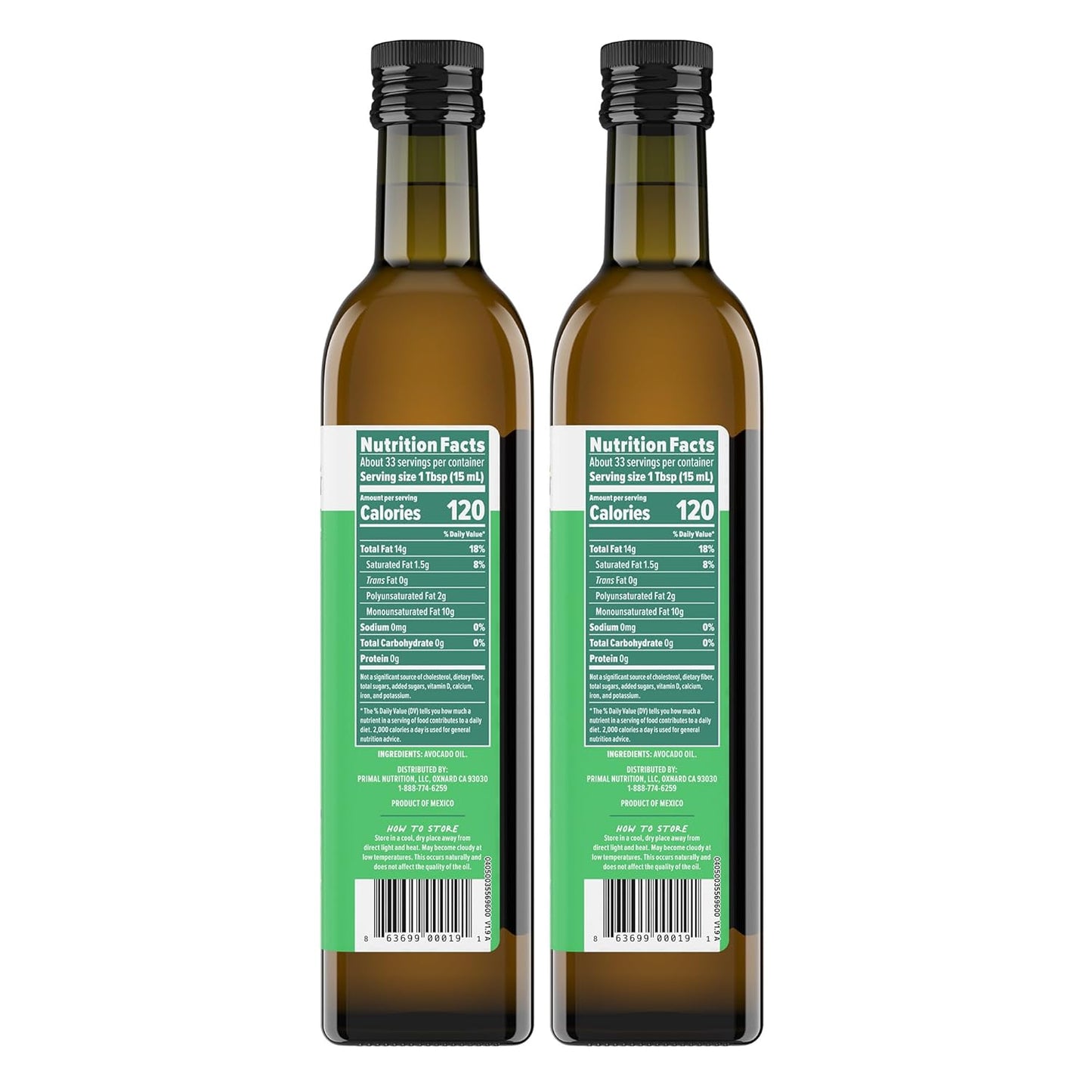 Primal Kitchen Avocado Oil, Whole30 Approved, Certified Paleo, and Keto Certified, 16.9 Fluid Ounces, Pack of 2