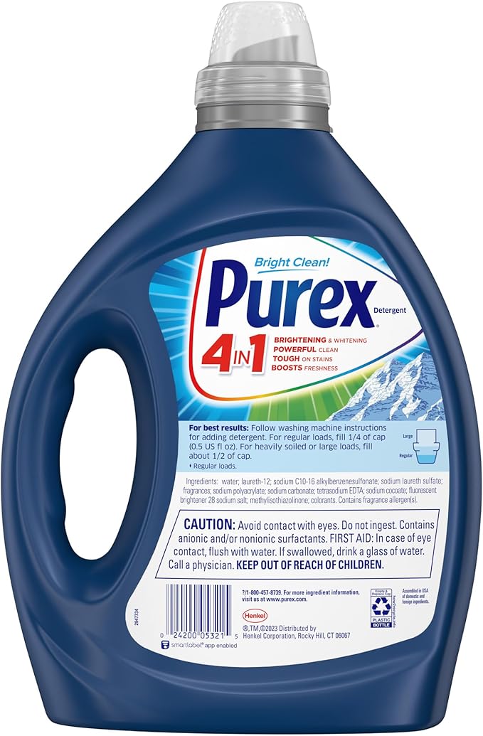 Purex 4 in 1 Mountain Breeze Liquid Laundry Detergent 82.5 fl oz Bottle (pack of 6)