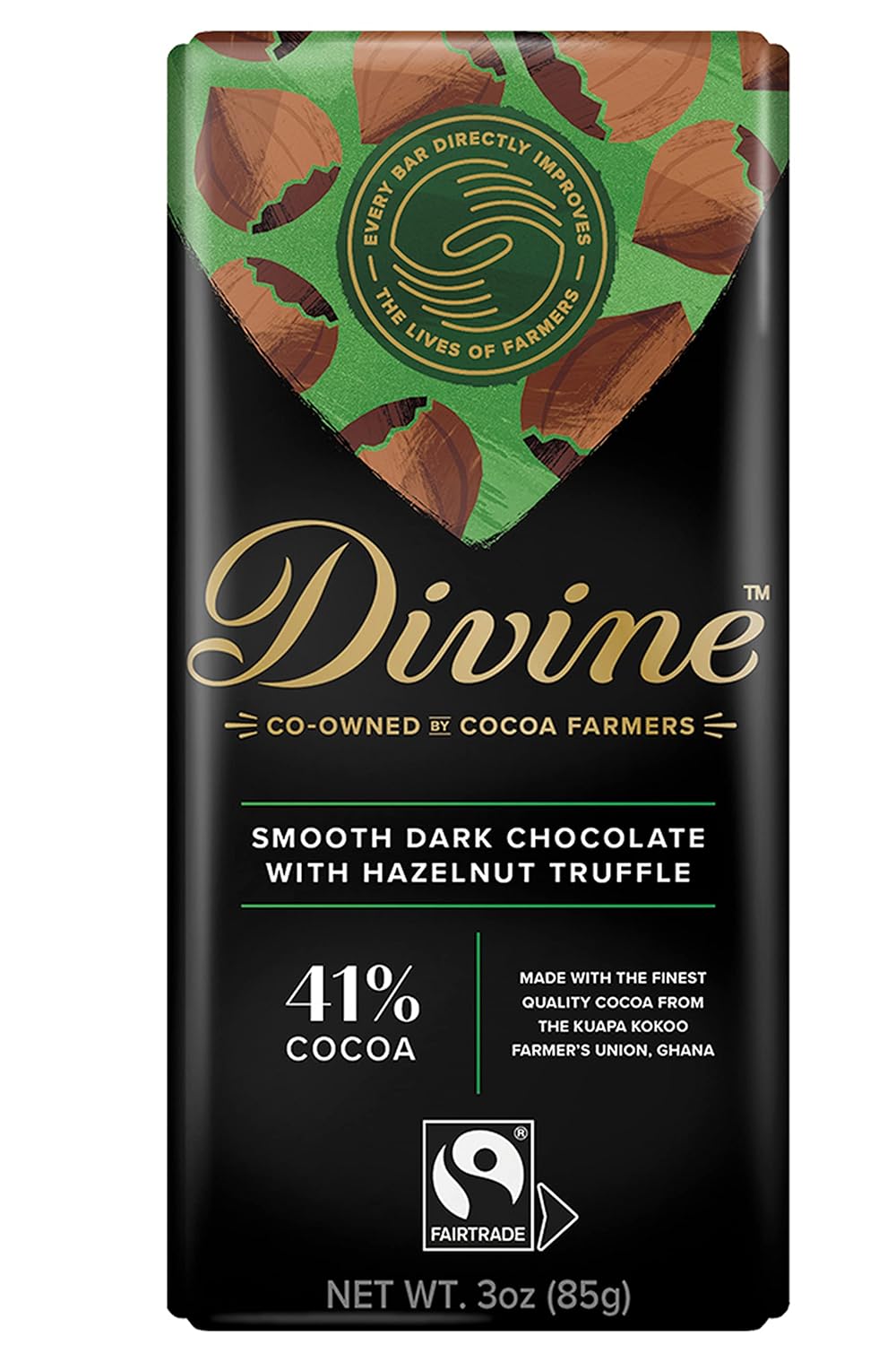 Divine dark chocolate hazelnut truffle pack of 12