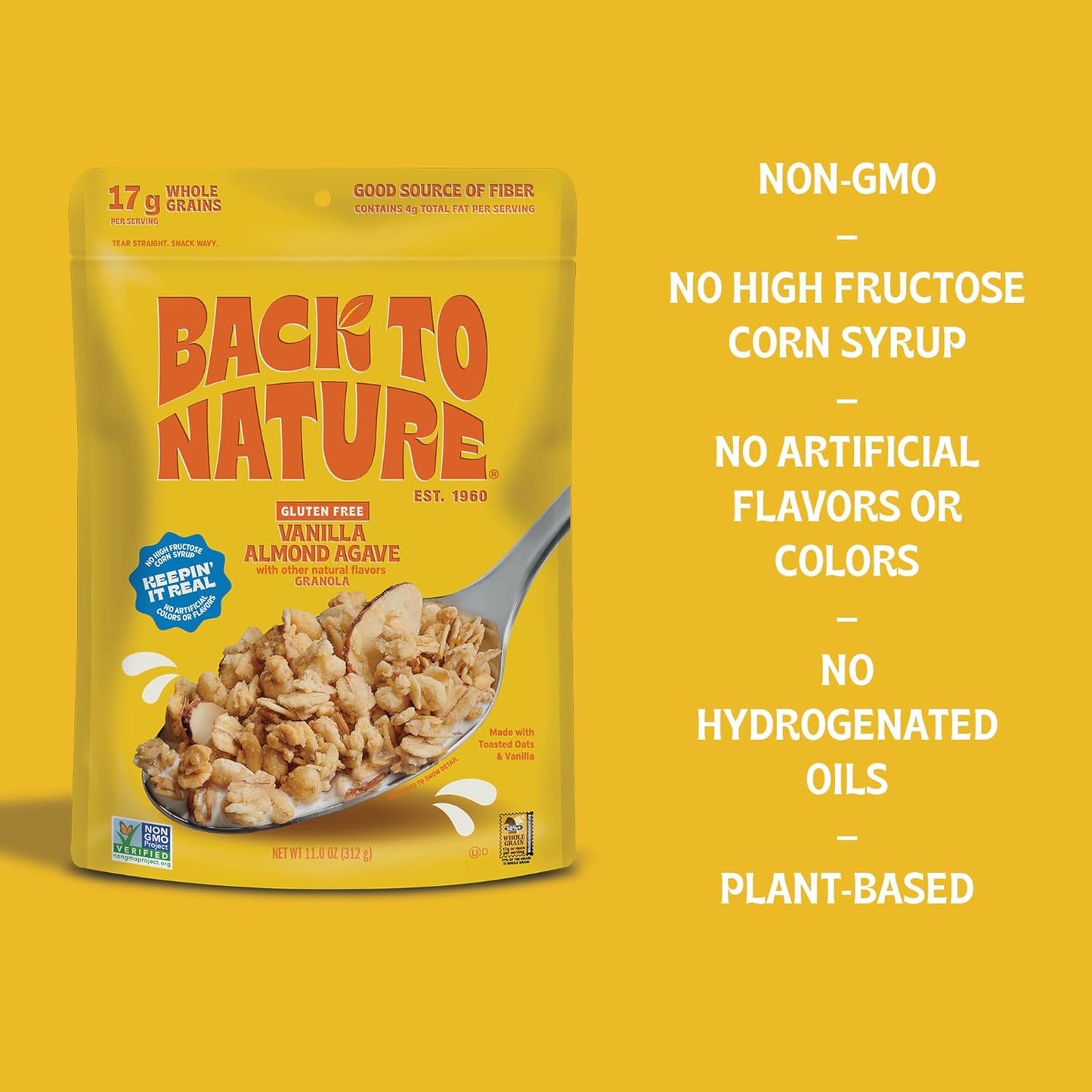 Back to Nature GF Vanilla Almond Agave Granola 11 oz ( Pack of 6)