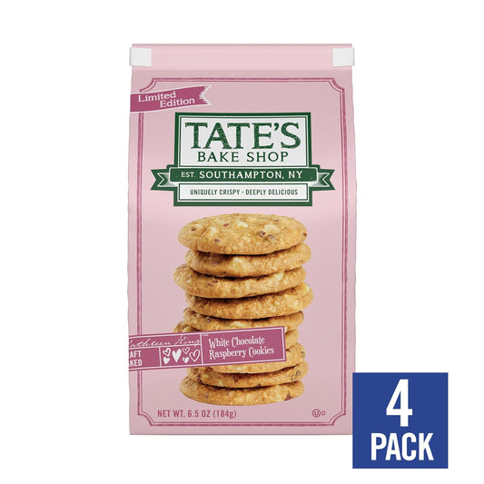 Tate's Bake Shop White Chocolate Raspberry Cookies 6.5 oz bag each