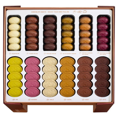 Neuhaus Belgian Chocolate Duets Table Box – 60 Chocolates to Mix & Match – 36 Flavor Combinations – Personalized Experience – Invent Your Own Pralines
