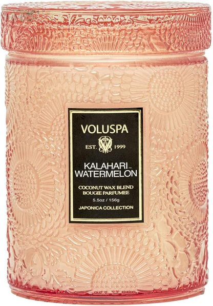 Voluspa Kalahari Watermelon, Small Candle Jar, 5.5 Ounces, 50 Hour Burn Time, Coconut Wax for Clean Burning, Handcrafted in the USA