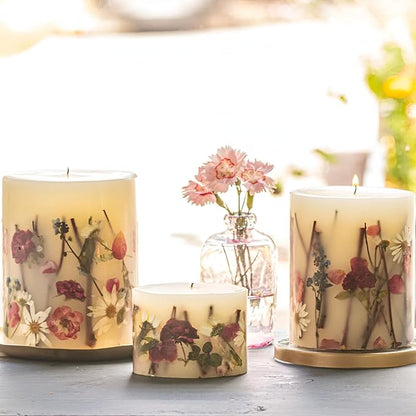 Rosy rings apricot rose 6.5” candle