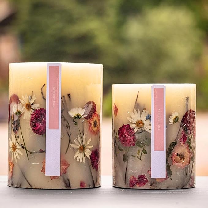 Rosy rings apricot rose 6.5” candle