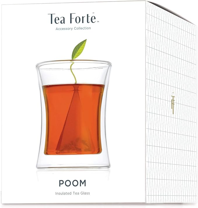 Tea Forte Poom Double Wall Glass 10 ounce Tea Cup for Hot or Iced Tea