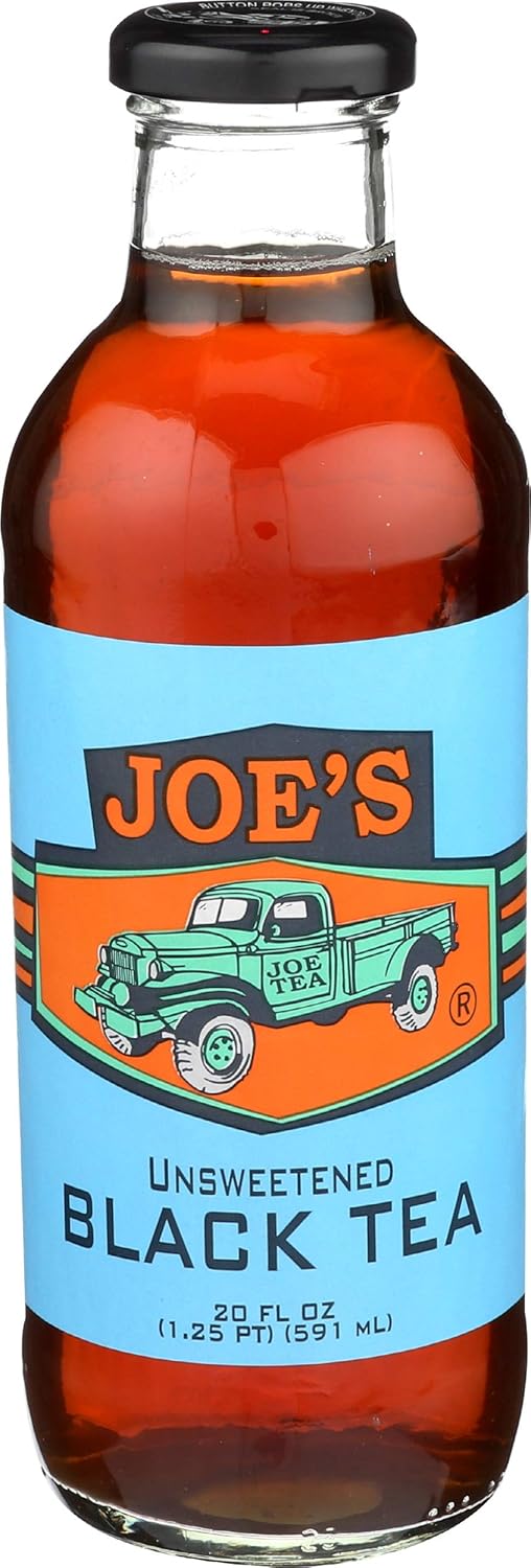 Joe Tea Unsweetened Black Tea 20 oz glass bottles( Case Pack of 12)
