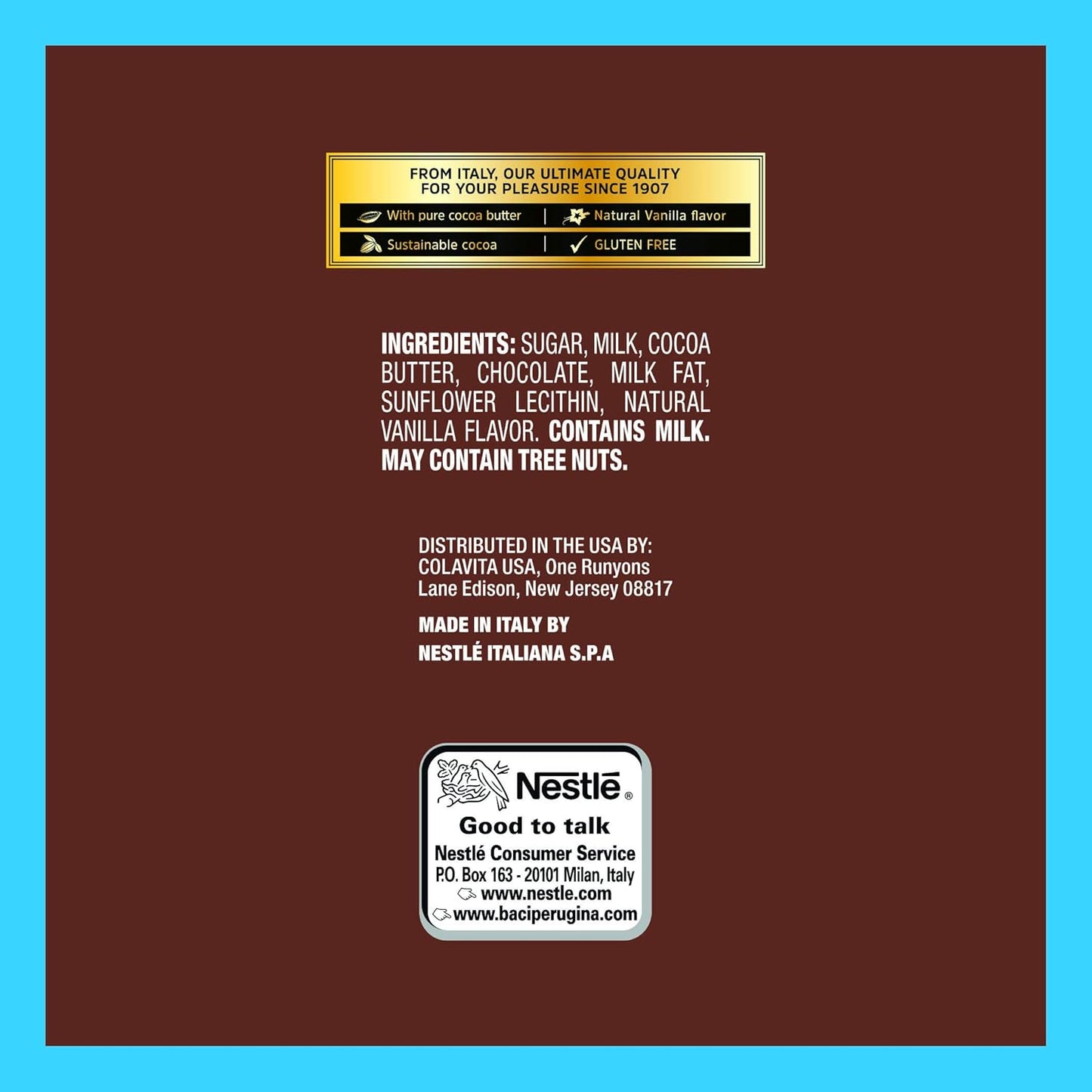 Perugina Milk Chocolate Bar, 3 Ounce (Pack of 12)