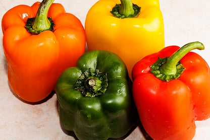 Fresh Organic Rainbow Bell Peppers Red, Yellow, Orange, and Green by RawJoy Farms