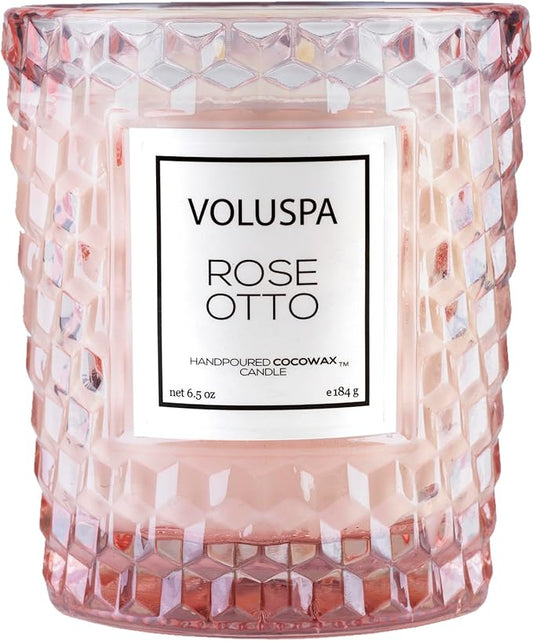 Voluspa Rose Otto, Classic Candle Jar, 6.5 Ounce, 40 Hour Burn Time, Coconut Wax for Clean Burning, Handcrafted in The USA