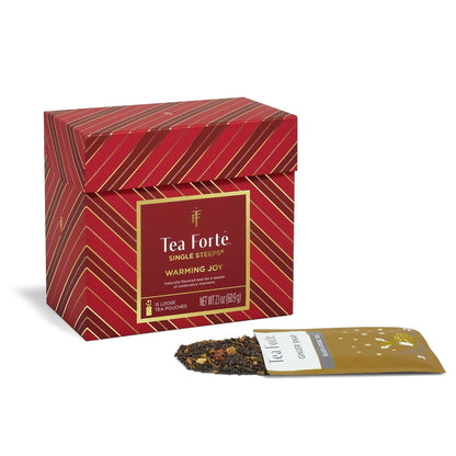 Tea Forte Warming Joy Single Steeps Loose Leaf Tea Sampler, 15 Pouches