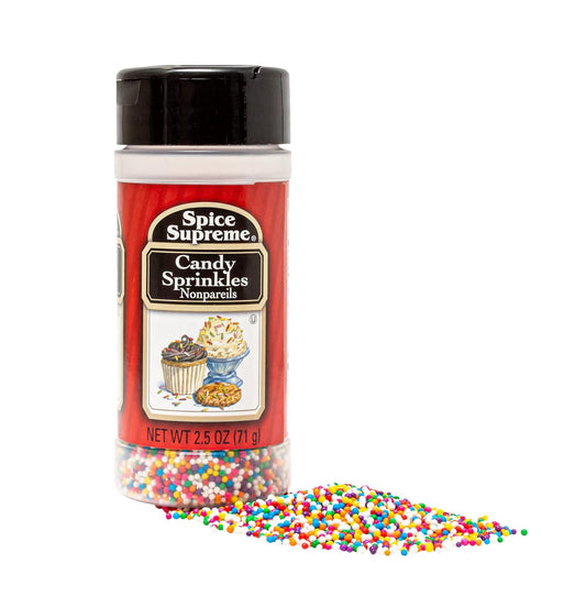 Spice Supreme Candy Sprinkles, nonpareils, 2.5-oz. plastic shaker