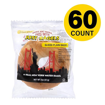 Just Bagels Individually Wrapped Mini Plain Bagel, 2 Ounce - 60 per case.