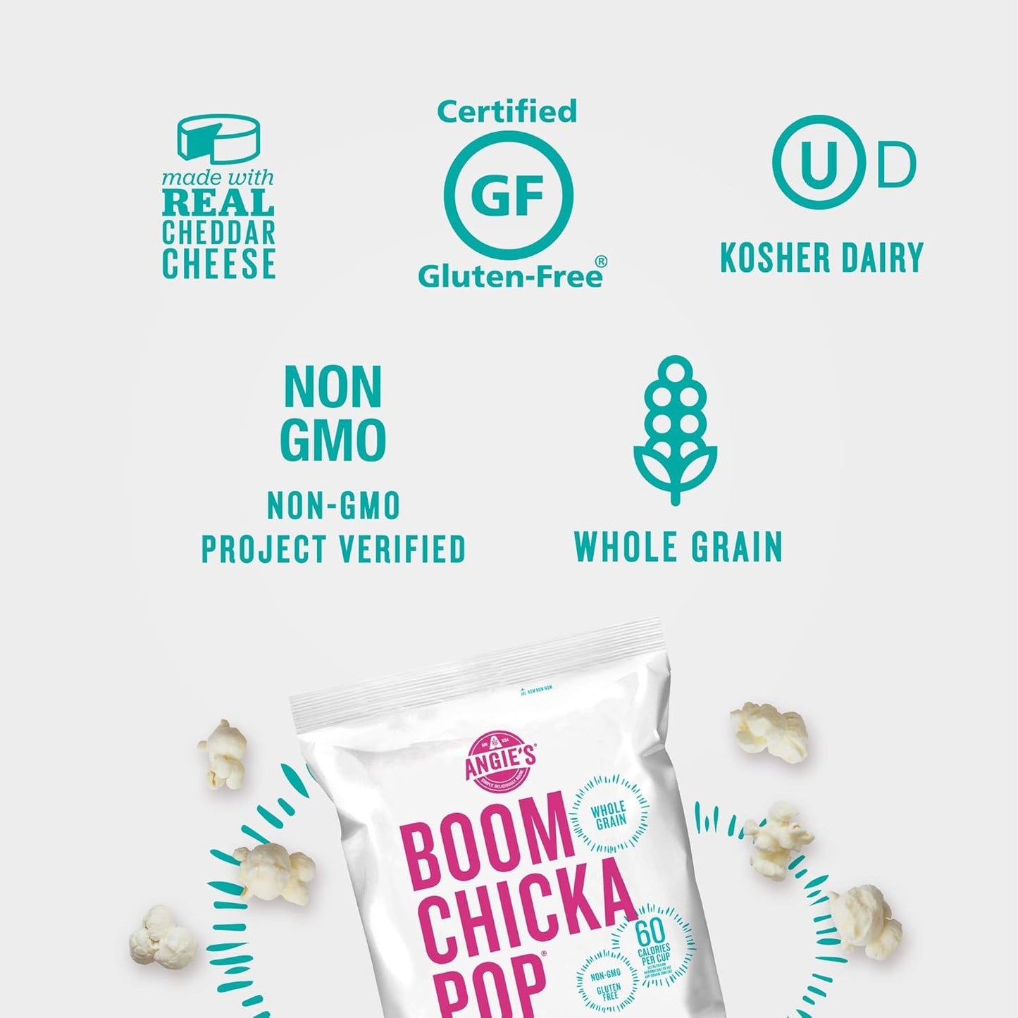 Angie's Boom Chica Pop White Cheddar Popcorn 4.5 oz Bag (Case Pack of 12)